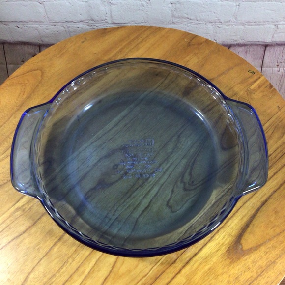 Anchor Kitchen Anchor Ovenware 9 Cobalt Blue Glass Fluted Deep Pie Plate Dish With Handles